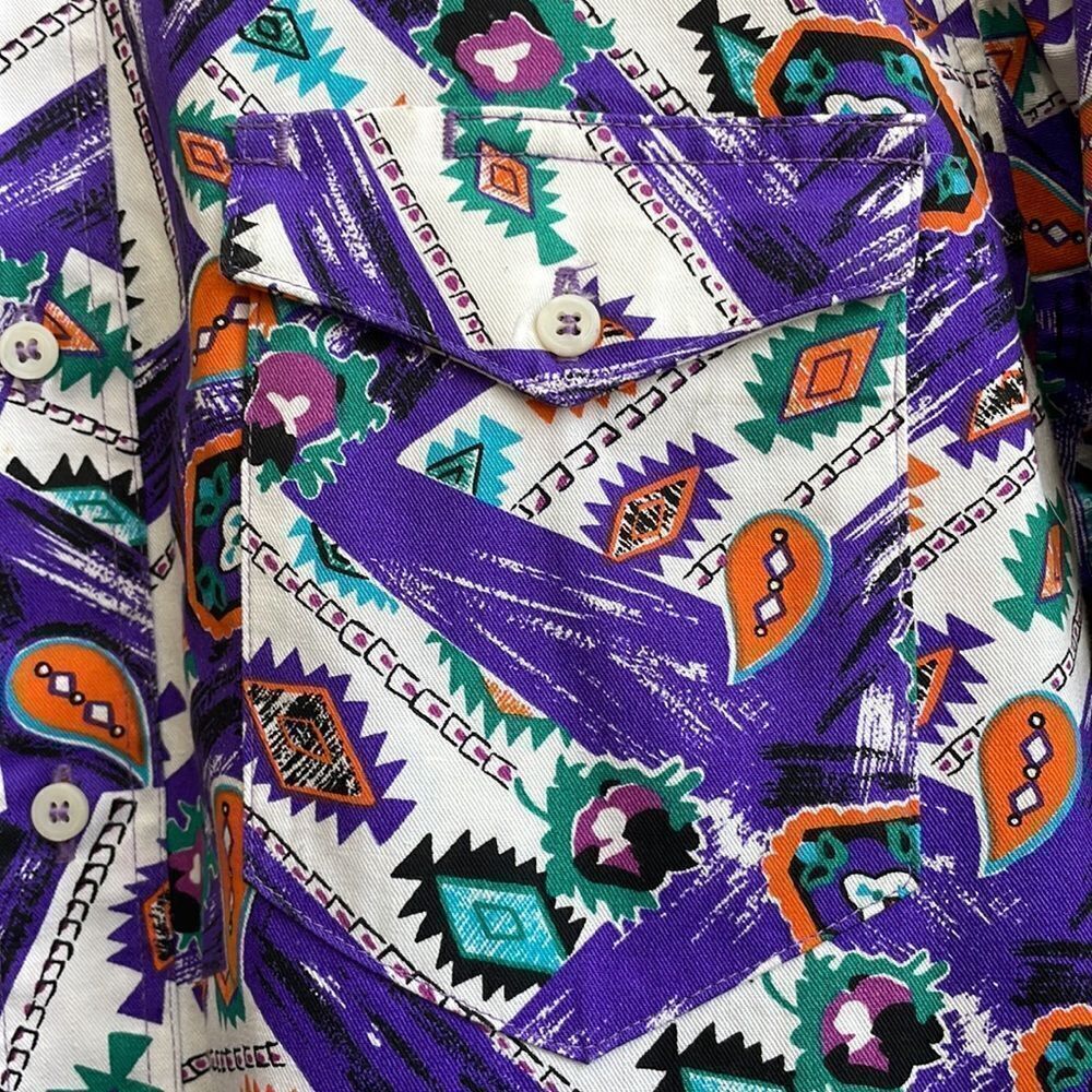 VINTAGE WRANGLER‎ BRUSHPOPPER SHIRT IN AZTEC PRINT - Picture 4 of 9